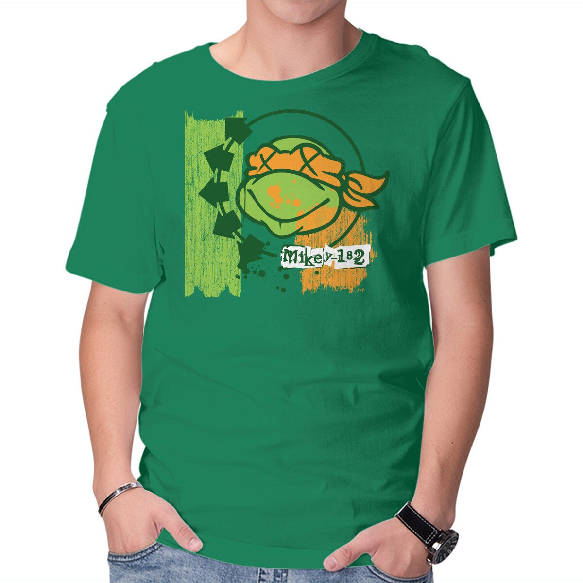 Mikey-182 – Funny Graphic T-Shirt in green, product display