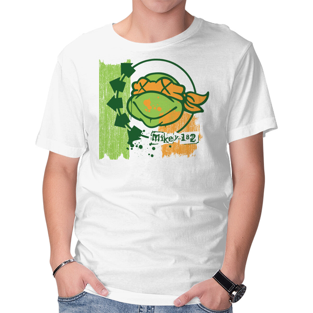 Mikey-182 – Funny Graphic T-Shirt in white, product display