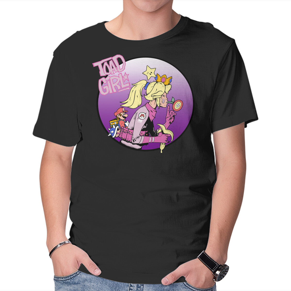 Toad Girl – Gaming Graphic T-Shirt in black, product display