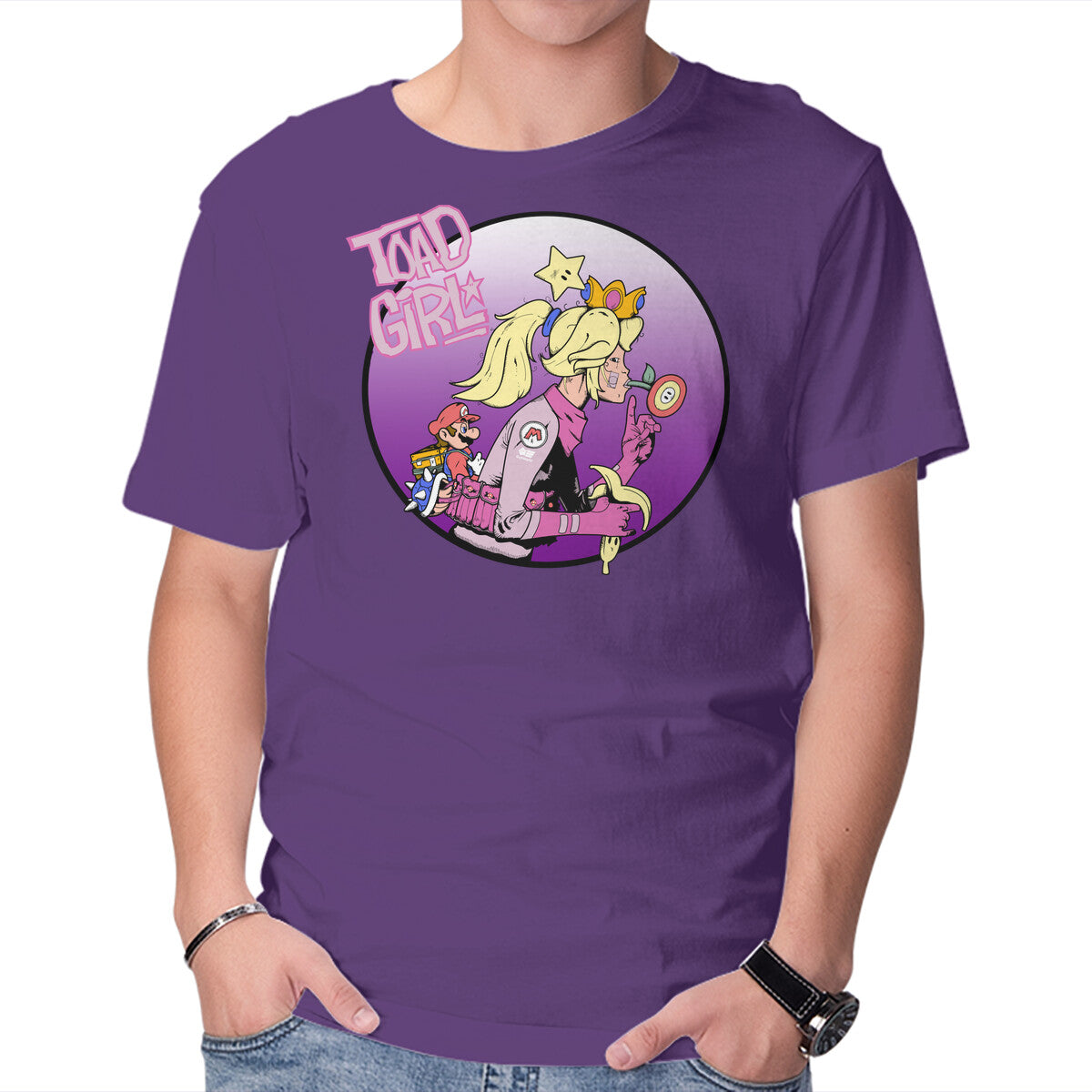 Toad Girl – Gaming Graphic T-Shirt in purple, product display