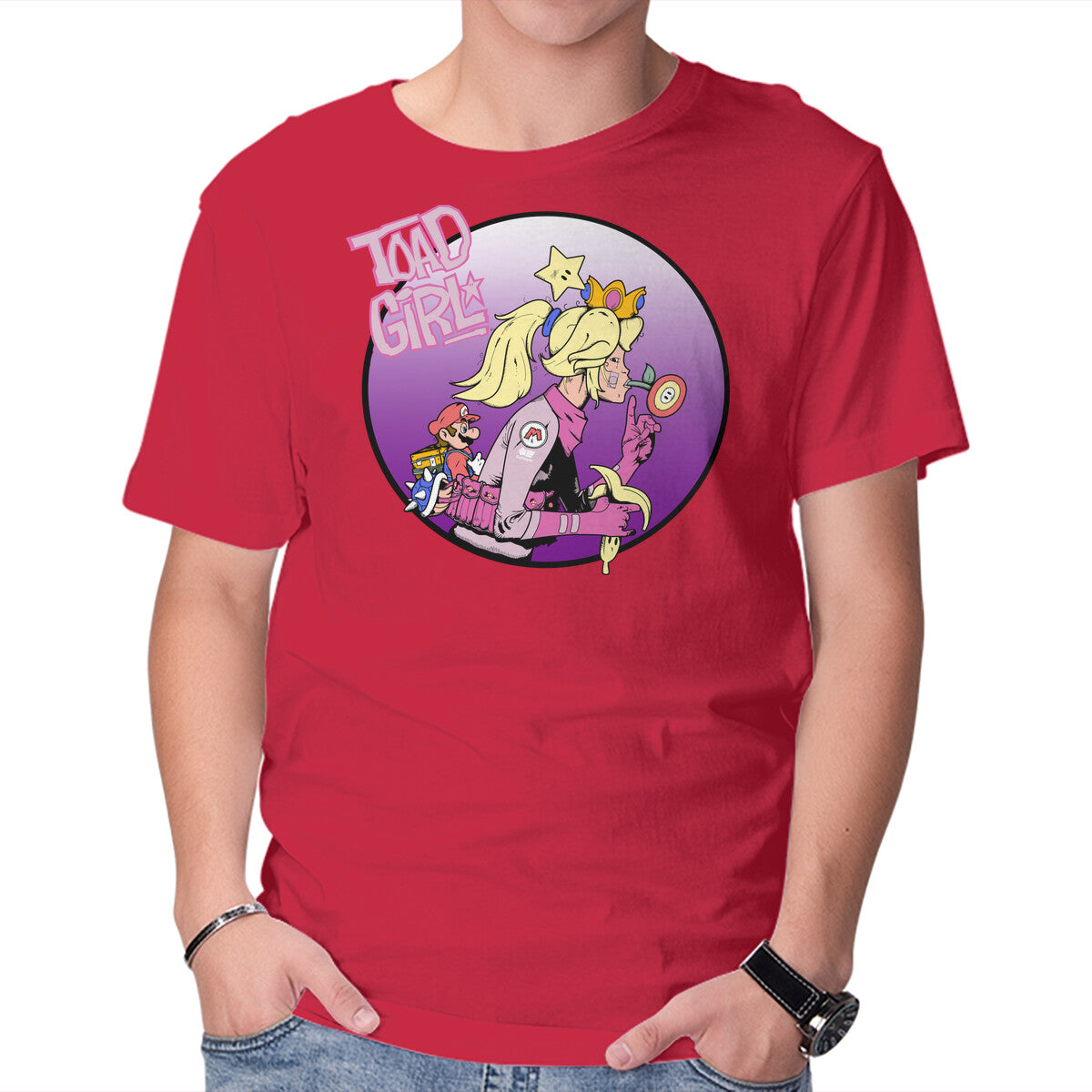 Toad Girl – Gaming Graphic T-Shirt in red, product display
