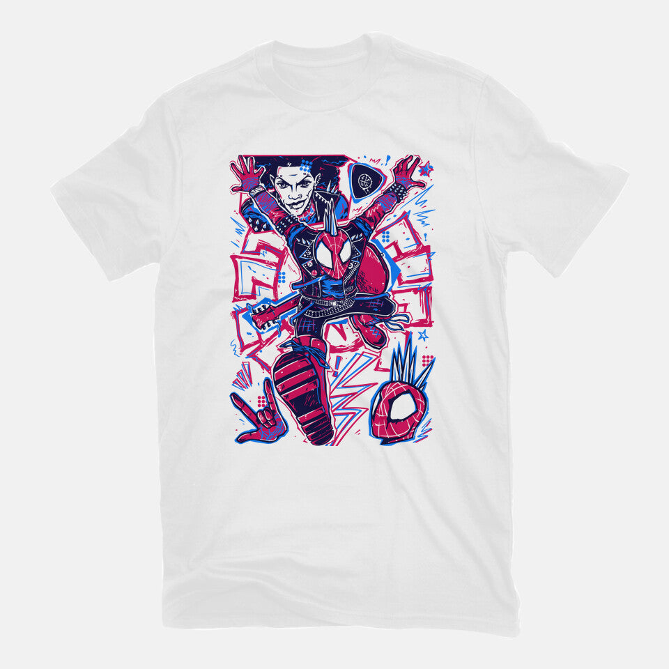 Hobie Brown Spider Punk Graphic T-Shirt in white, flat-lay product view