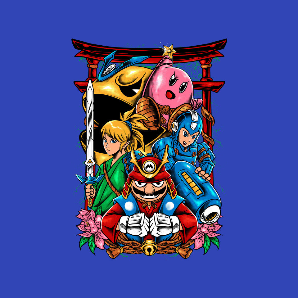 Game Heroes – Gaming Graphic T-Shirt design artwork for royal blue graphic T-shirt