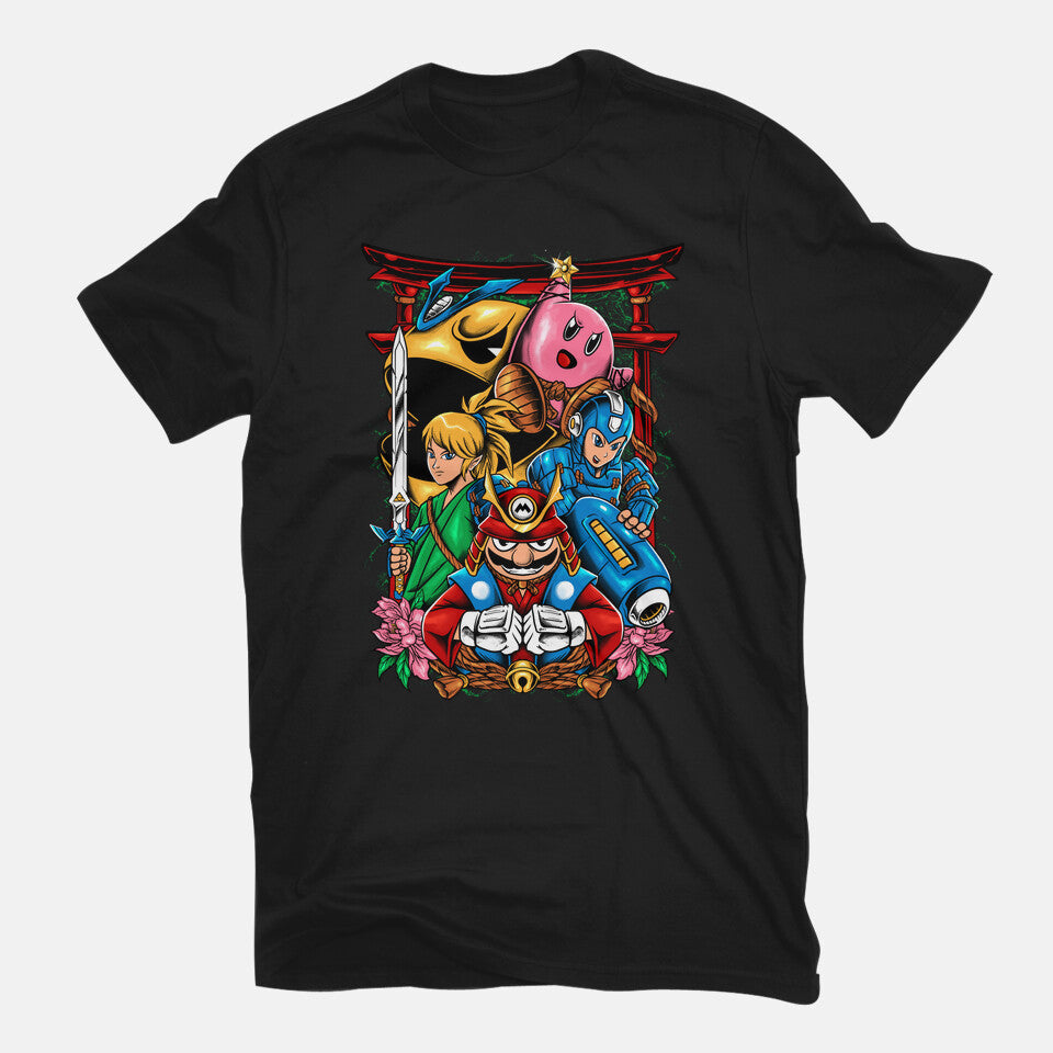 Game Heroes – Gaming Graphic T-Shirt in black, flat-lay product view