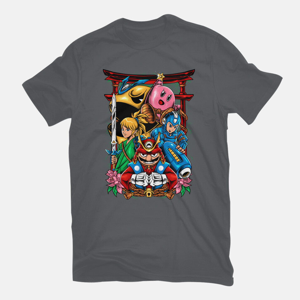Game Heroes – Gaming Graphic T-Shirt in charcoal, flat-lay product view