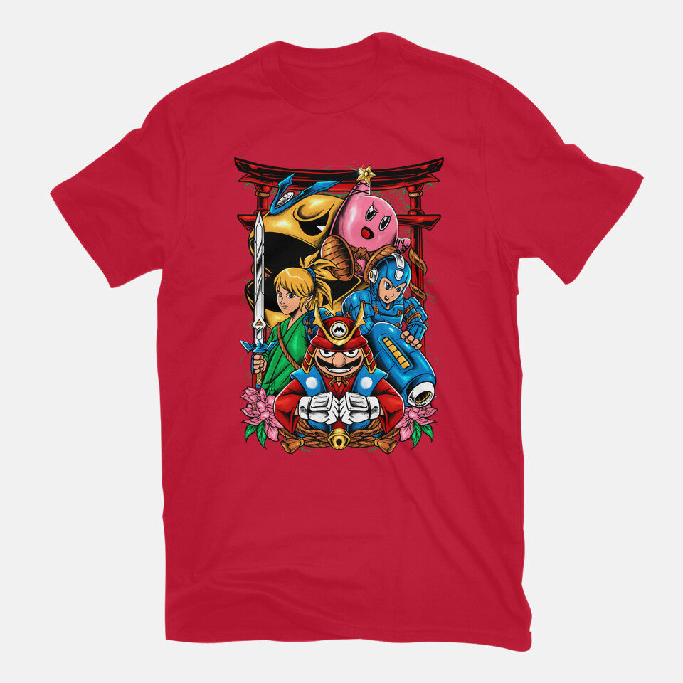 Game Heroes – Gaming Graphic T-Shirt in red, flat-lay product view