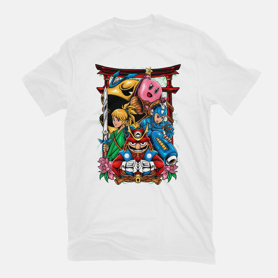 Game Heroes – Gaming Graphic T-Shirt in white, flat-lay product view