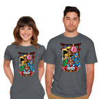 Model wearing charcoal Game Heroes – Gaming Graphic T-Shirt