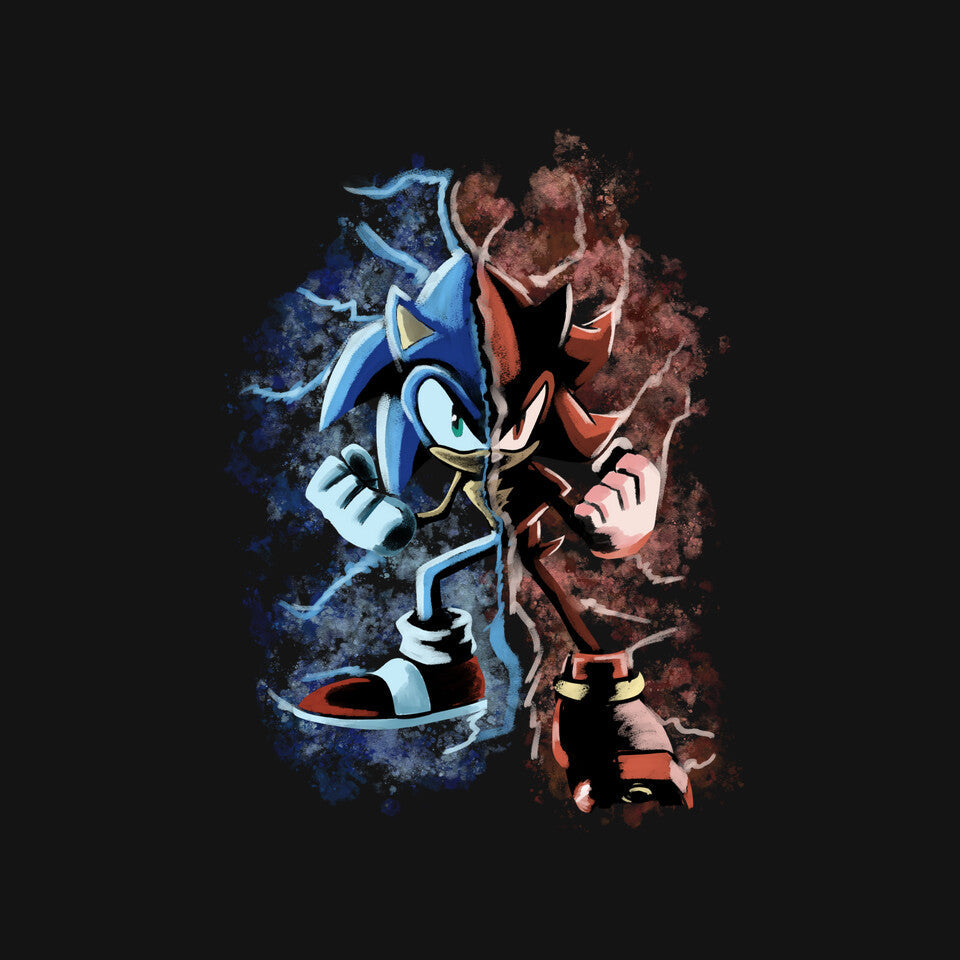 Two Faces Speed – Gaming Graphic T-Shirt design artwork for black graphic T-shirt