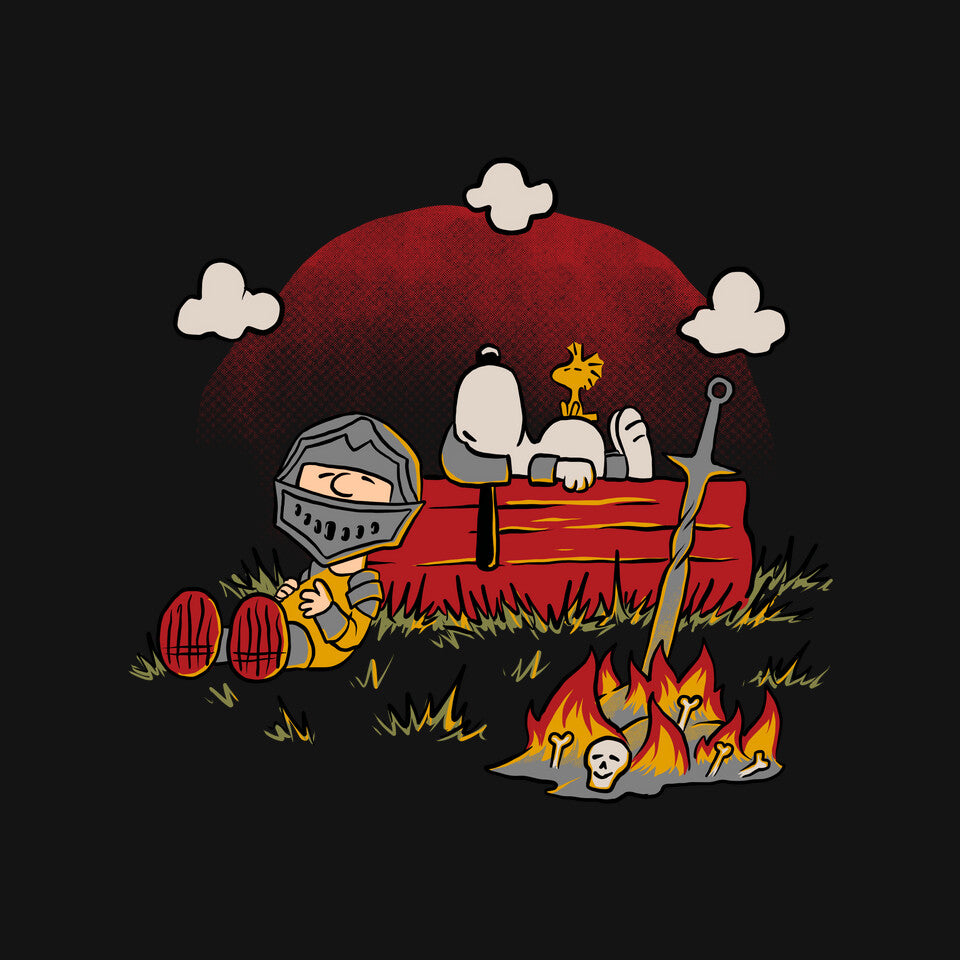 Snoopy Dark Souls – Gaming Graphic T-Shirt design artwork for black graphic T-shirt