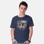 Model wearing navy Never Do It – Horror Graphic T-Shirt