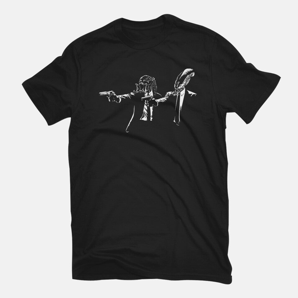 Pulp Teamwork – Sci-Fi Graphic T-Shirt in black, flat-lay product view