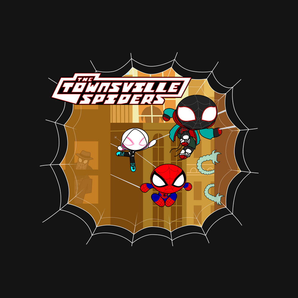 The Townsville Spiders – Movie Graphic T-Shirt design artwork for black graphic T-shirt