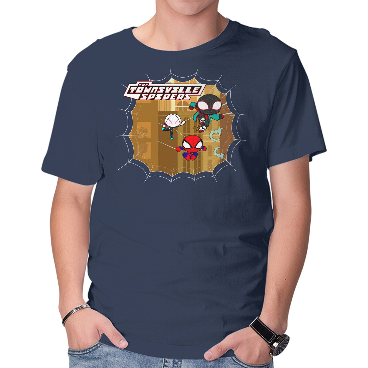 The Townsville Spiders – Movie Graphic T-Shirt in navy, product display