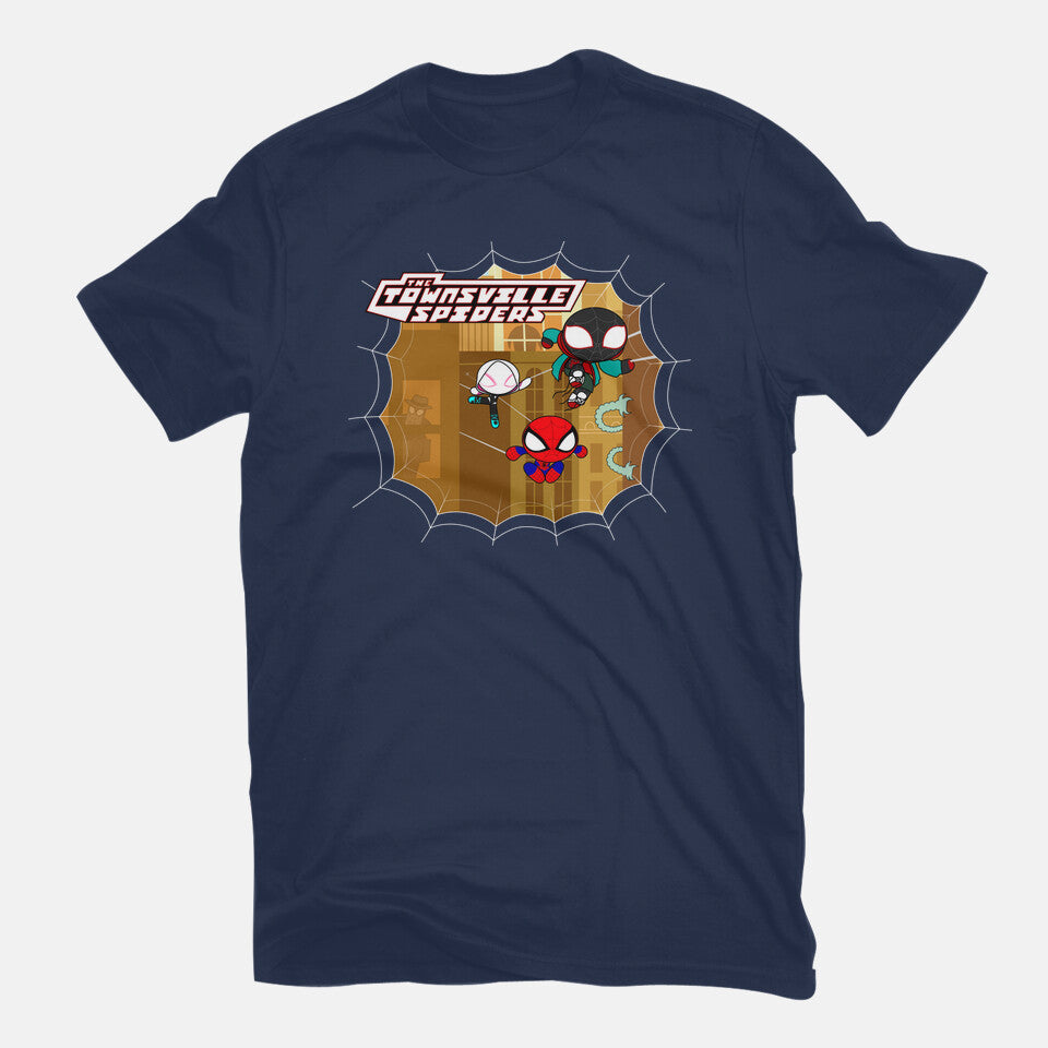 The Townsville Spiders – Movie Graphic T-Shirt in navy, flat-lay product view