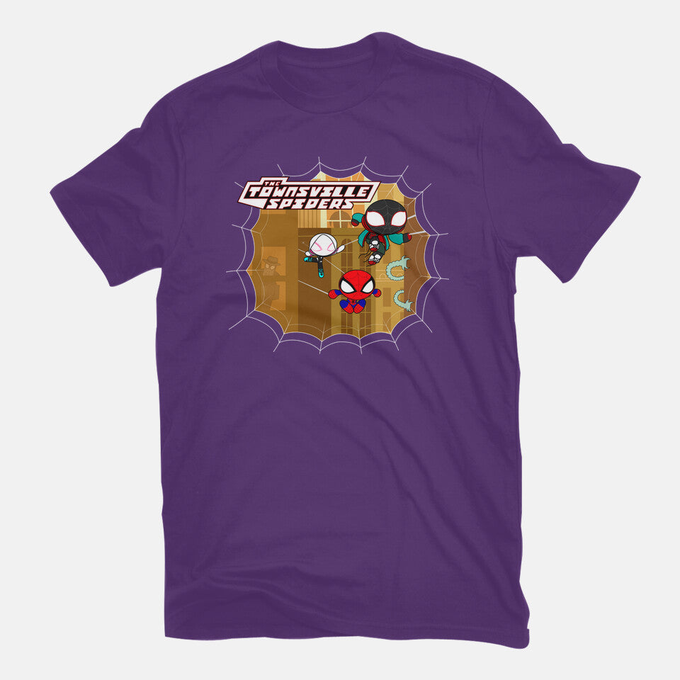 The Townsville Spiders – Movie Graphic T-Shirt in purple, flat-lay product view