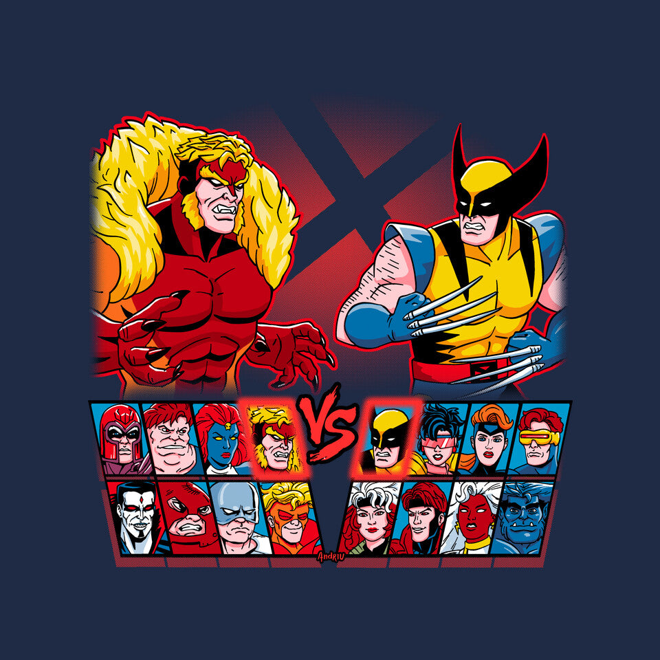 Mutant Fighter – Gaming Graphic T-Shirt design artwork for navy graphic T-shirt