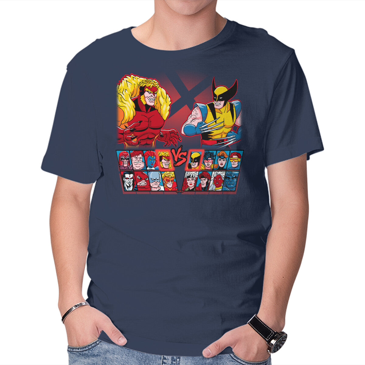 Mutant Fighter – Gaming Graphic T-Shirt in navy, product display