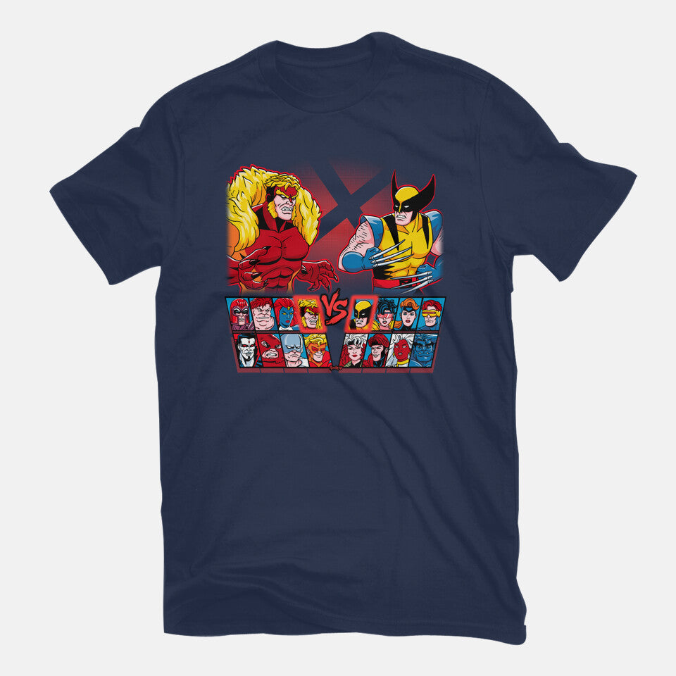Mutant Fighter – Gaming Graphic T-Shirt in navy, flat-lay product view