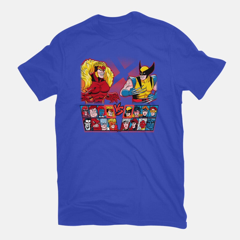 Mutant Fighter – Gaming Graphic T-Shirt in royal blue, flat-lay product view