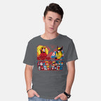 Model wearing charcoal Mutant Fighter – Gaming Graphic T-Shirt