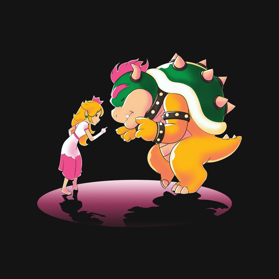Peach Fiction – Gaming Graphic T-Shirt design artwork for black graphic T-shirt