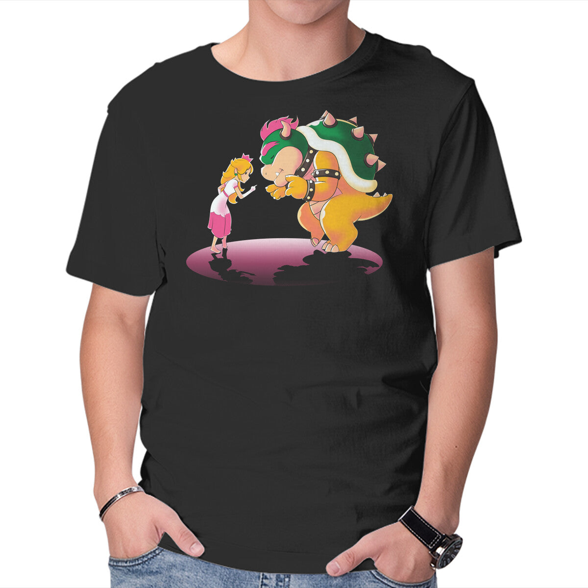 Peach Fiction – Gaming Graphic T-Shirt in black, product display