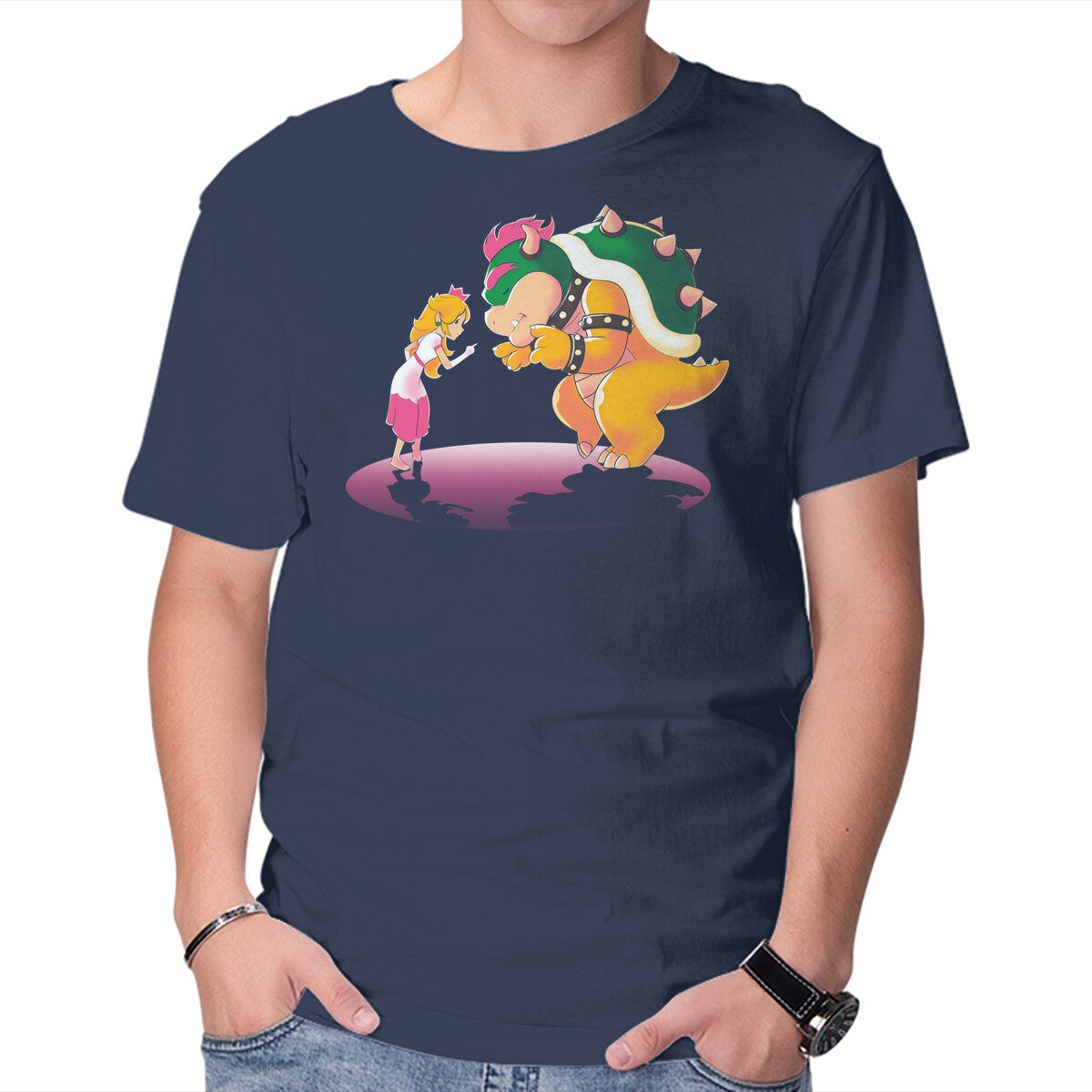 Peach Fiction – Gaming Graphic T-Shirt in navy, product display
