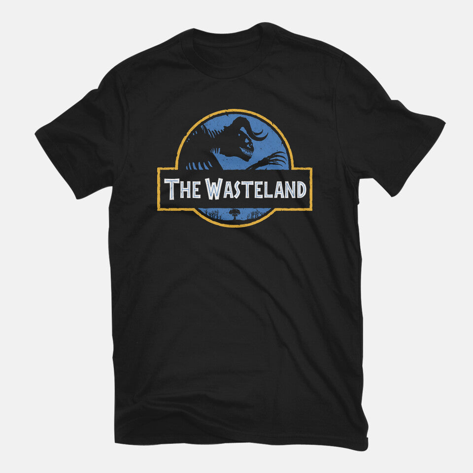 The Wasteland – Gaming Graphic T-Shirt in black, flat-lay product view