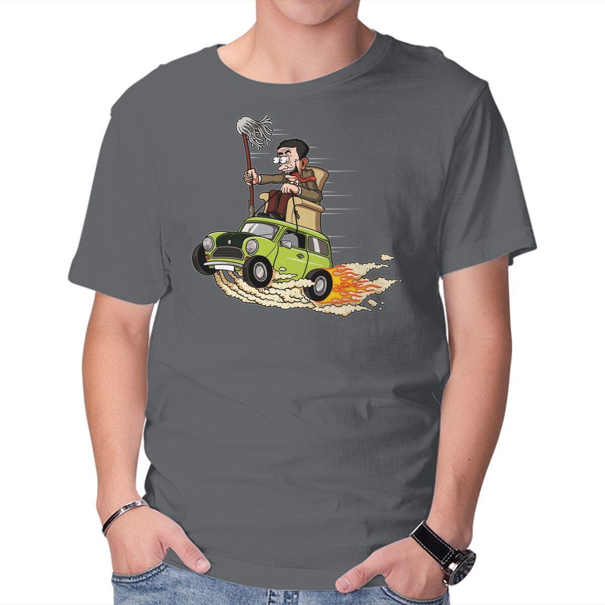 Bean Fink – Funny Graphic T-Shirt in charcoal, product display
