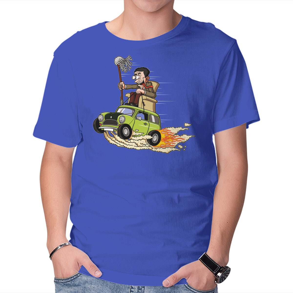 Bean Fink – Funny Graphic T-Shirt in royal blue, product display