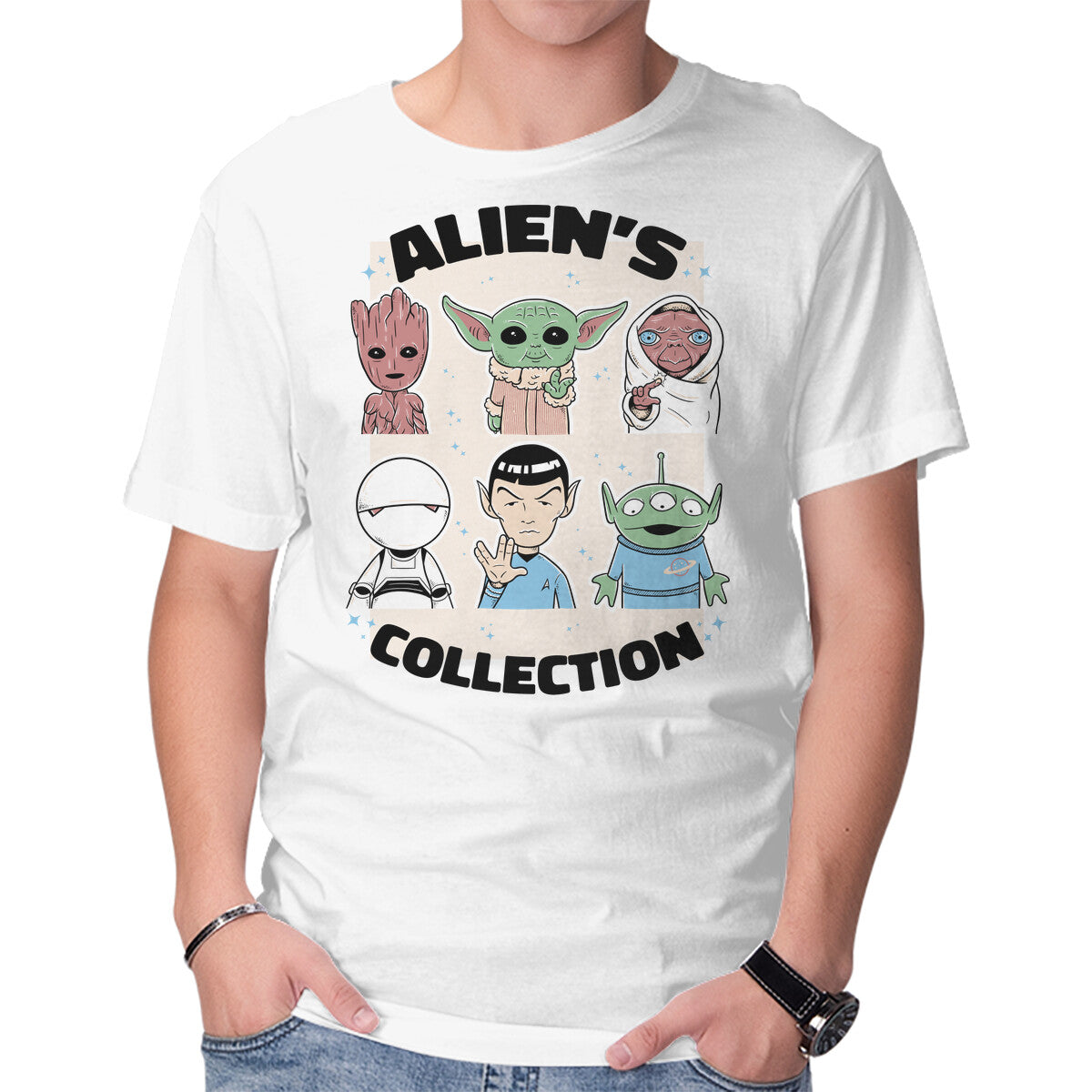 Alien's Collection – Sci-Fi Graphic T-Shirt in white, product display