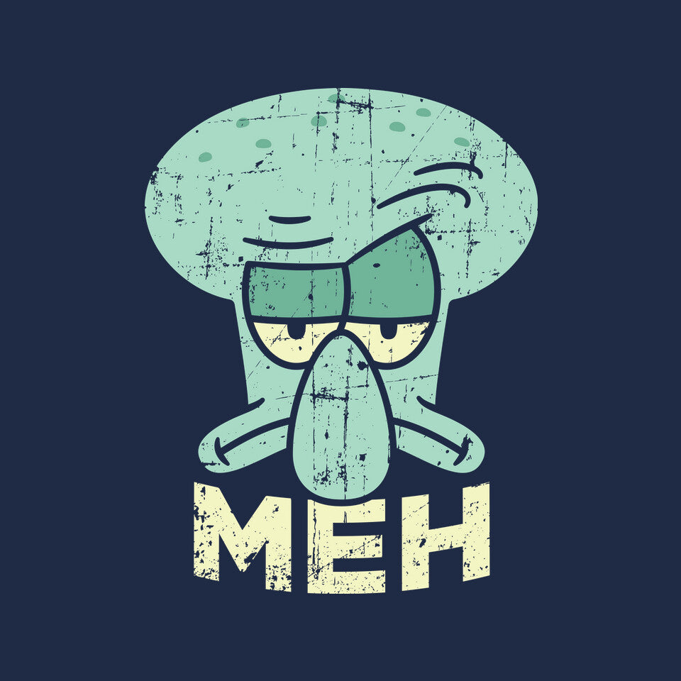 Squid Meh – Funny Graphic T-Shirt design artwork for navy graphic T-shirt