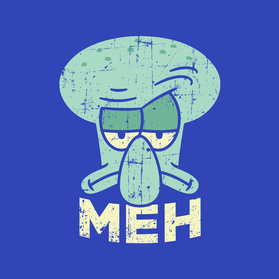 Squid Meh – Funny Graphic T-Shirt design artwork for royal blue graphic T-shirt