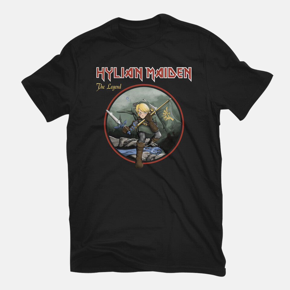 Hylian Maiden – Gaming Graphic T-Shirt in black, flat-lay product view