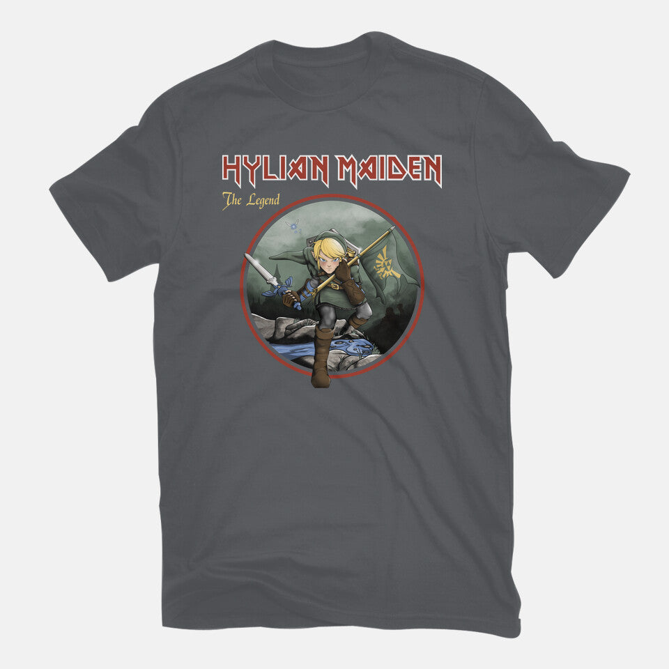 Hylian Maiden – Gaming Graphic T-Shirt in charcoal, flat-lay product view