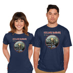 Model wearing navy Hylian Maiden – Gaming Graphic T-Shirt