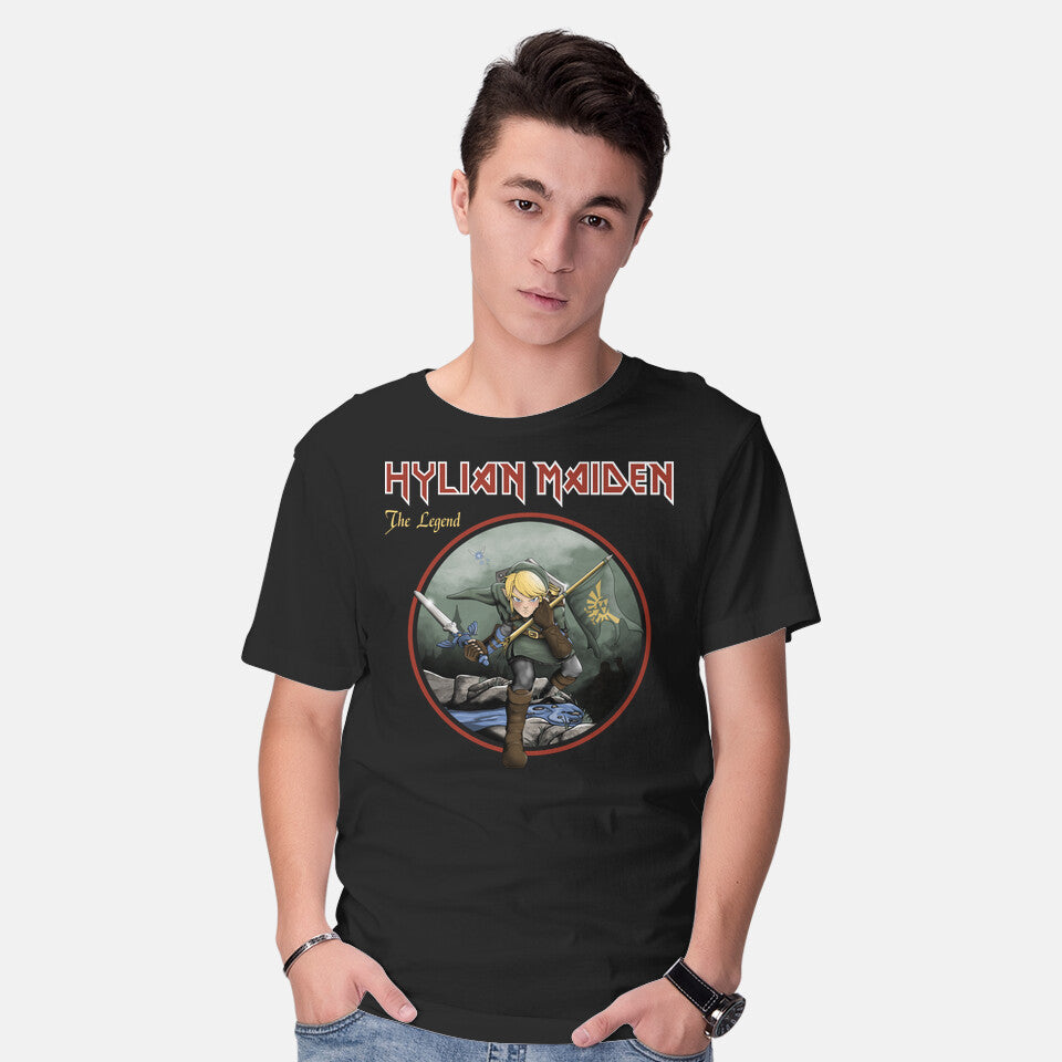 Model wearing black Hylian Maiden – Gaming Graphic T-Shirt