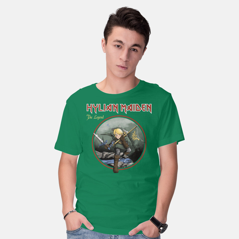 Model wearing green Hylian Maiden – Gaming Graphic T-Shirt