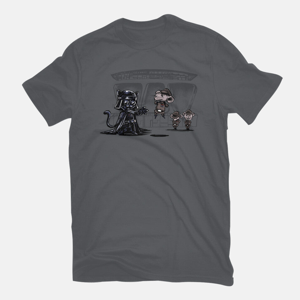Cat Vader – Cat Graphic T-Shirt in charcoal, flat-lay product view