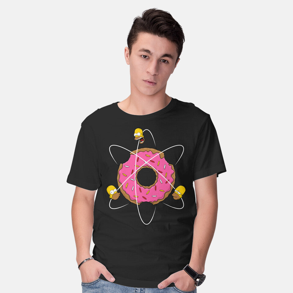 Model wearing black Homer's Science – Funny Graphic T-Shirt