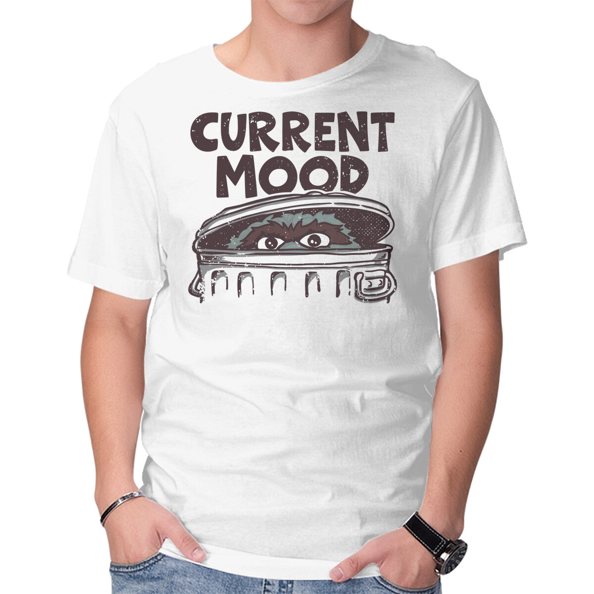 Current Mood – Funny Graphic T-Shirt in white, product display