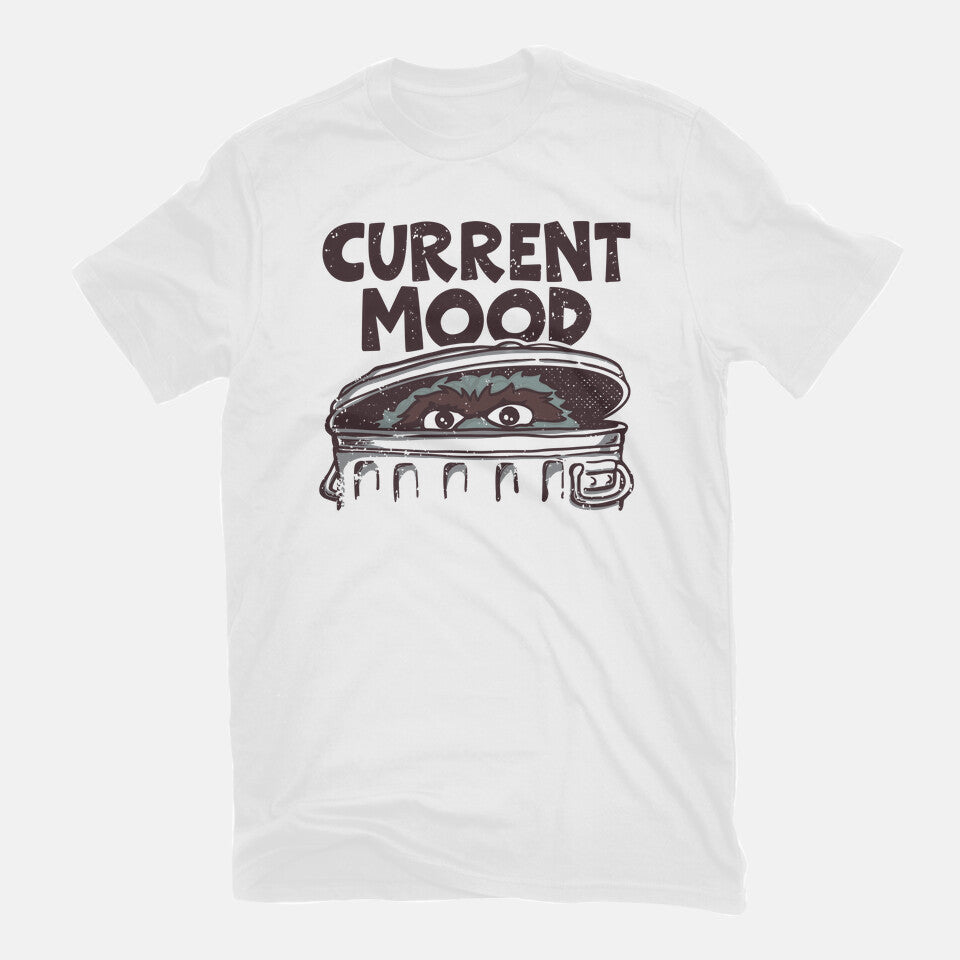 Current Mood – Funny Graphic T-Shirt in white, flat-lay product view