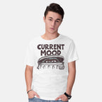 Model wearing white Current Mood – Funny Graphic T-Shirt