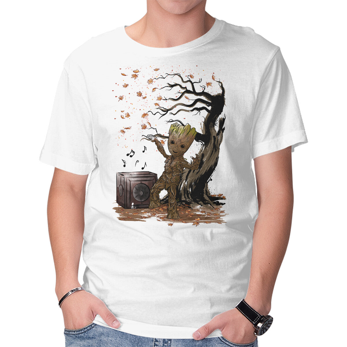 Autumn Dance – Sci-Fi Graphic T-Shirt in white, product display