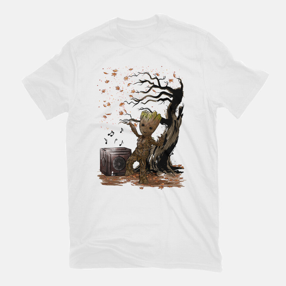 Autumn Dance – Sci-Fi Graphic T-Shirt in white, flat-lay product view