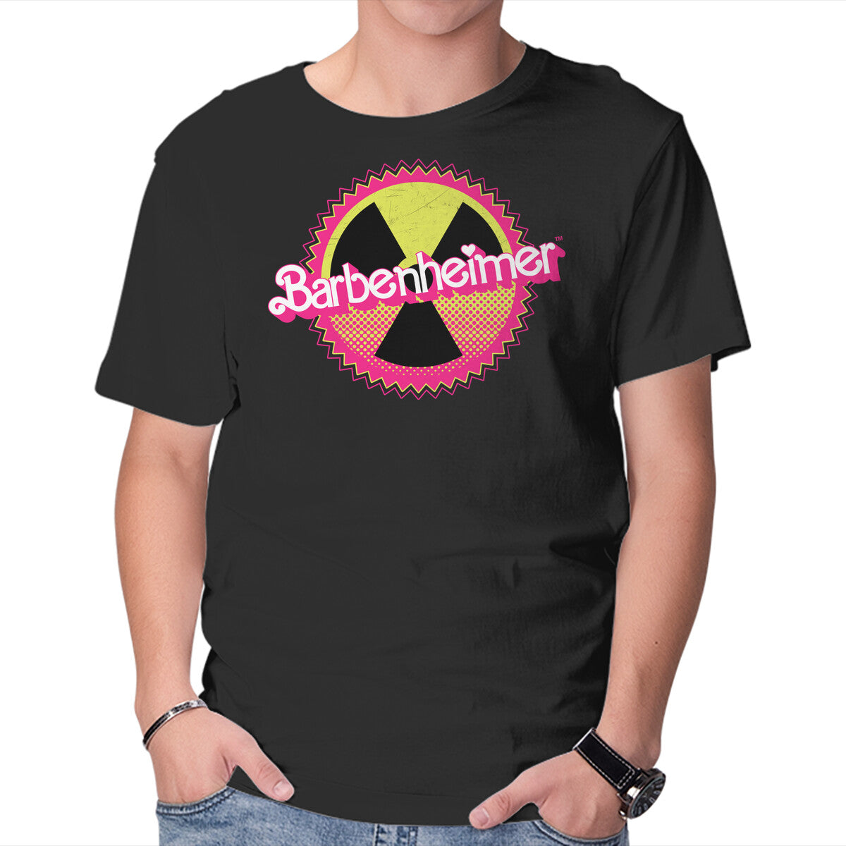 Barbenheimer Reactor – Movie Graphic T-Shirt in black, product display