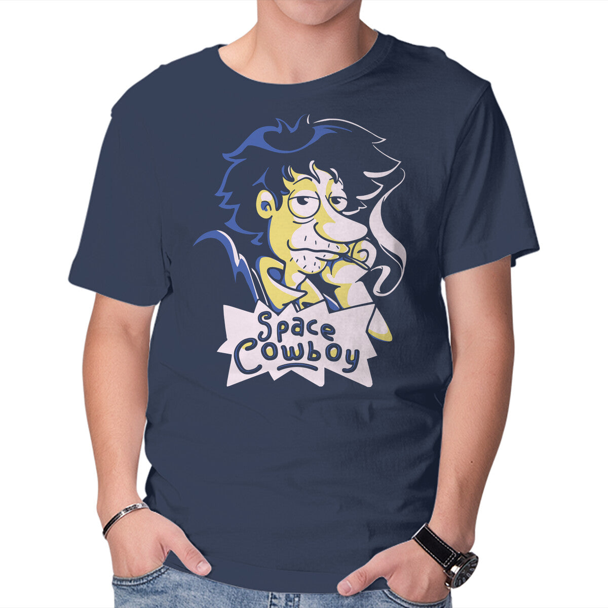 Stu Spiegel – Anime Graphic T-Shirt in navy, product display