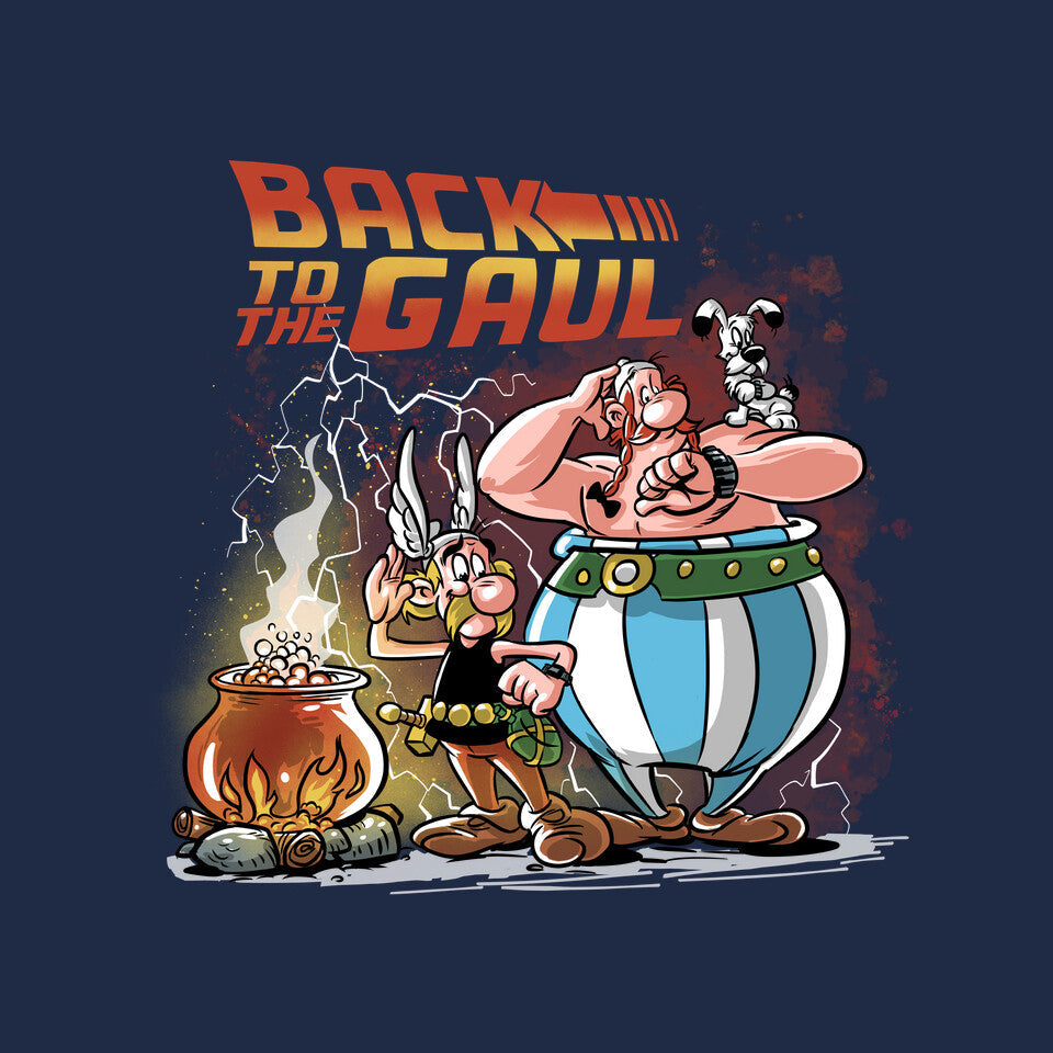 Back To The Gaul – Fantasy Graphic T-Shirt design artwork for navy graphic T-shirt