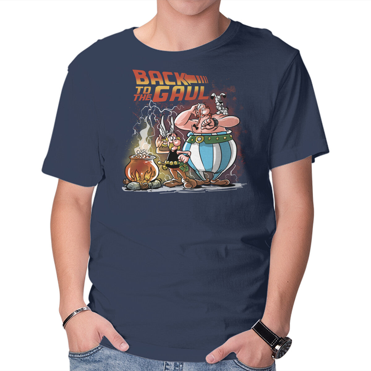 Back To The Gaul – Fantasy Graphic T-Shirt in navy, product display